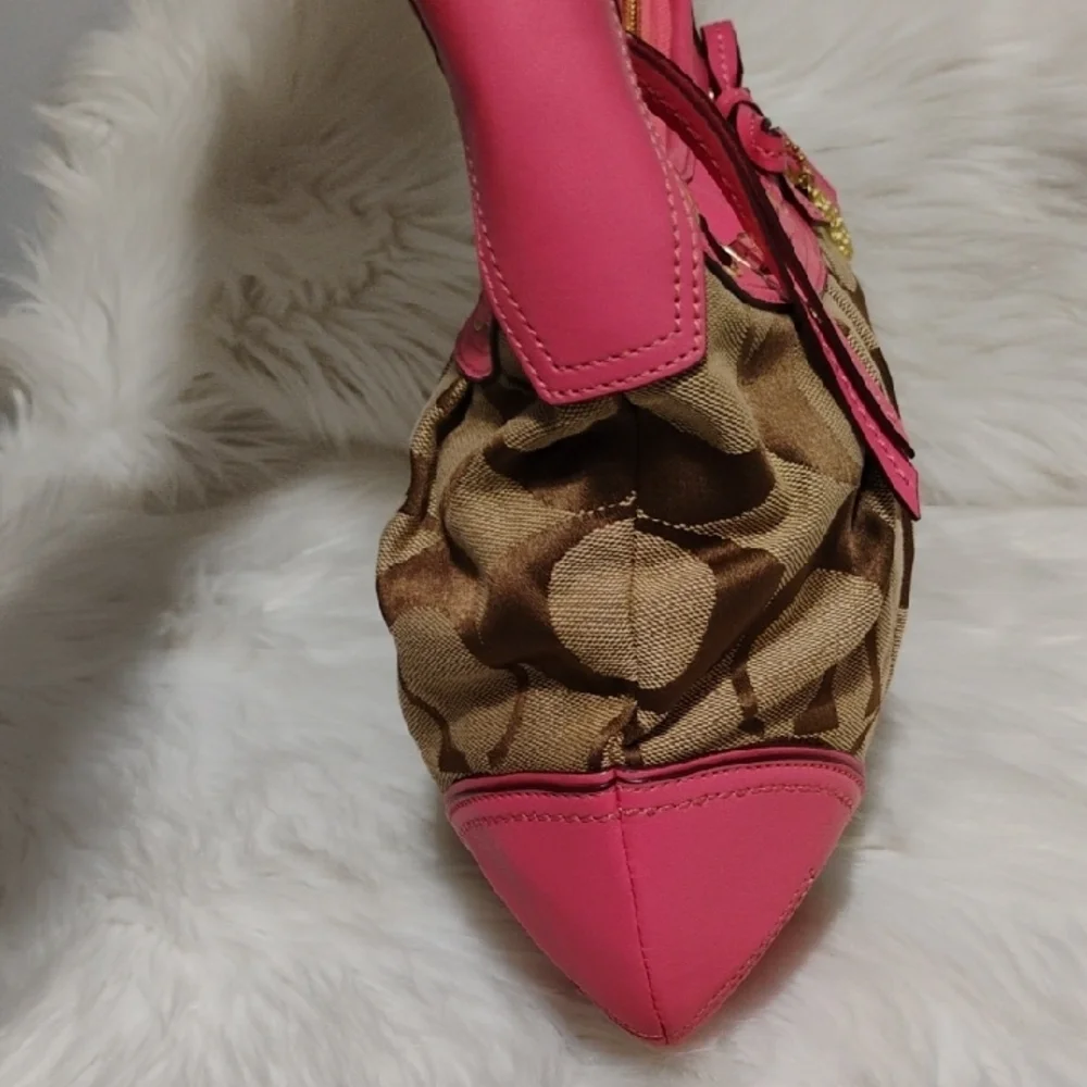 SALE! RARE! Coach Pink 🩷 Brown Signature Vintage Shoulder Bag W Hangtags - Picture 5 of 16